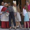 Letizia et ses filles. Le roi Felipe VI et la reine Letizia d'Espagne, leurs filles la princesse Leonor des Asturies et l'infante Sofia, ainsi que le roi Juan Carlos Ier et la reine Sofia étaient réunis à Palma de Majorque le 1er avril 2018 pour la messe de Pâques.