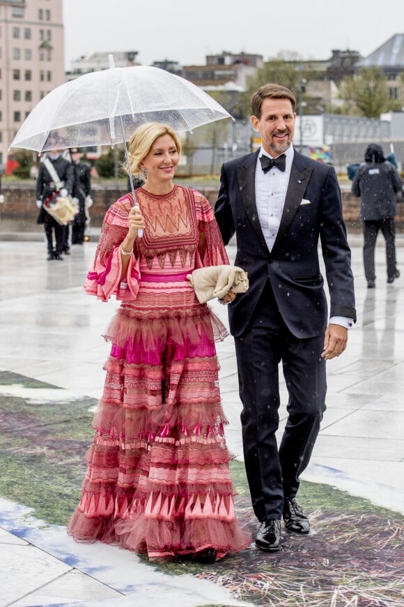 La princesse Marie-Chantal et le prince Pavlos de Grèce au dîner de gala du 80e anniversaire du roi Harald V et de la reine Sonja de Norvège à Oslo le 10 mai 2017