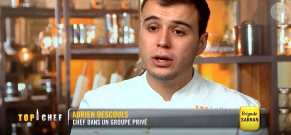 Adrien dans "Top Chef" (M6), épisode diffusé mercredi 11 avril 2018.