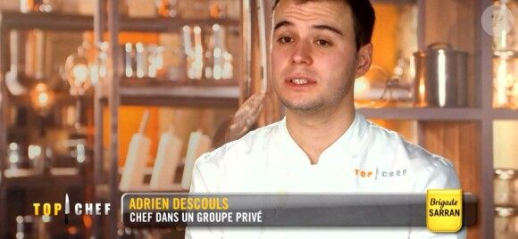 Adrien dans "Top Chef" (M6), épisode diffusé mercredi 11 avril 2018.