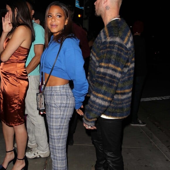Christina Milian et son compagnon M. Pokora (Matt Pokora) font la queue pour entrer dans la boîte de nuit Poppy à Los Angeles, le 21 septembre 2017.