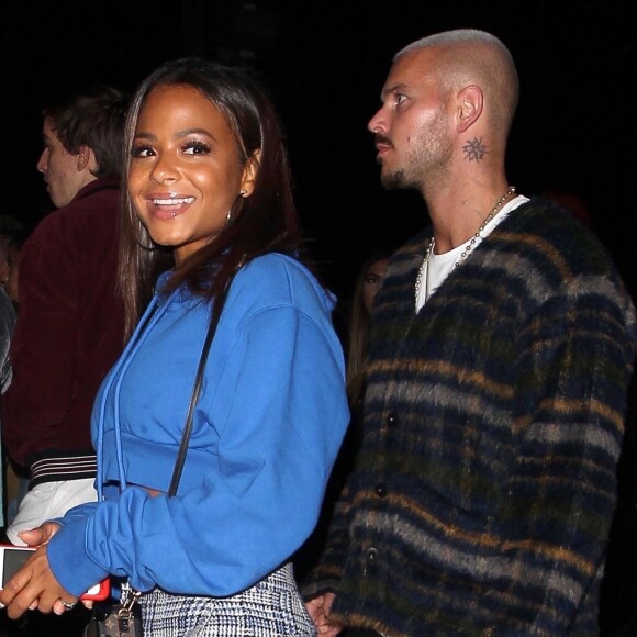 Christina Milian et son compagnon M. Pokora (Matt Pokora) font la queue pour entrer dans la boîte de nuit Poppy à Los Angeles, le 21 septembre 2017.