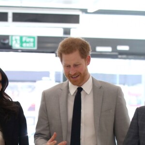 Le prince Harry et sa fiancée Meghan Markle lors d'une réception du forum des jeunes pendant le Commonwealth Heads of Government Meeting à Londres le 18 avril 2018.