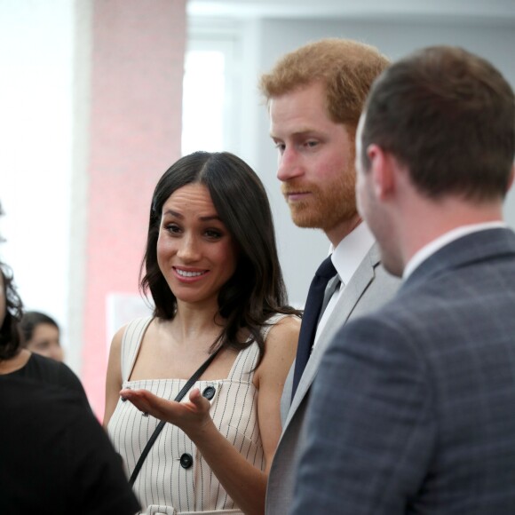 Le prince Harry et sa fiancée Meghan Markle lors d'une réception du forum des jeunes pendant le Commonwealth Heads of Government Meeting à Londres le 18 avril 2018.