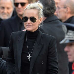 Laeticia Hallyday - Sorties de l'église de la Madeleine après les obsèques de Johnny Hallyday à Paris le 9 décembre 2017. © Veeren / Bestimage