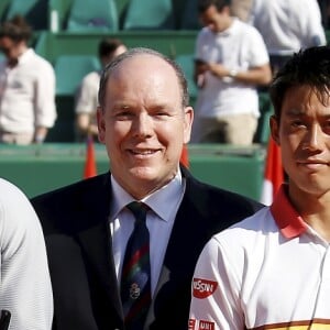 La princesse Charlène, Rafael Nadal, le prince Albert II de Monaco, Elisabeth-Anne de Massy et Kei Nishikori - Rafael Nadal remporte pour la onzième fois le Masters 1000 de Monte-Carlo à Roquebrune Cap Martin, France, le 22 avril 2018. © Jean-François Ottonello/Nice Matin/Bestimage