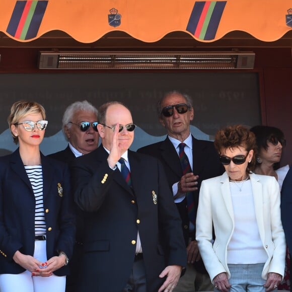 La princesse Charlene et Albert de Monaco assistent à la finale du Rolex Monte Carlo Masters 2018 qui a opposé l'Espagnol Rafael Nadal au Japoais Kei Nishikori au Monte Carlo Country Club à Roquebrune Cap Martin le 21 avril 2018. Rafael Nadal a remporté pour la 11eme fois le tournoi en battant son adversaire en 2 sets. © Bruno Bébert/Bestimage