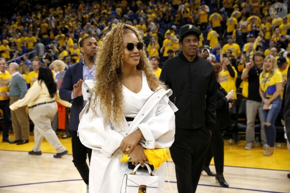 Beyoncé et Jay-Z à un match de basket à Oakland, le 28 avril 2018.