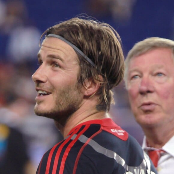 David Beckham et Sir Alex Ferguson pendant le match MLS All Stars Vs Manchester United à la Red Bull Arena de Harrison, 27 juillet 2011