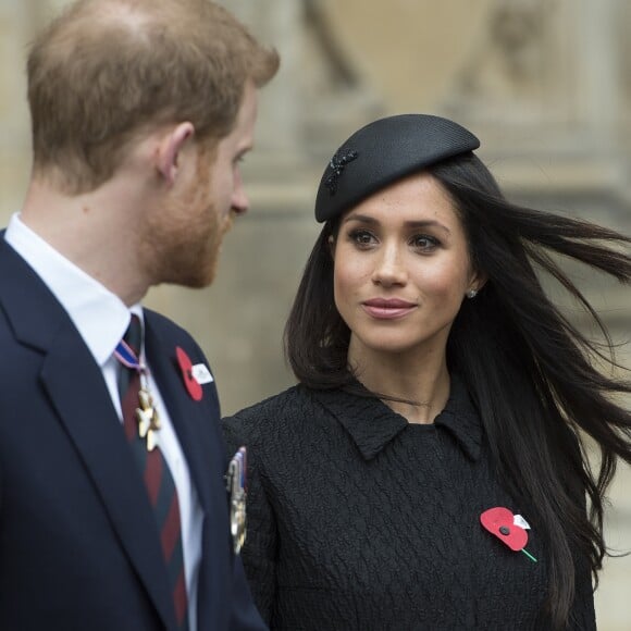 Le prince Harry et Meghan Markle lors des commémorations de l'ANZAC Day à Londres le 25 avril 2018