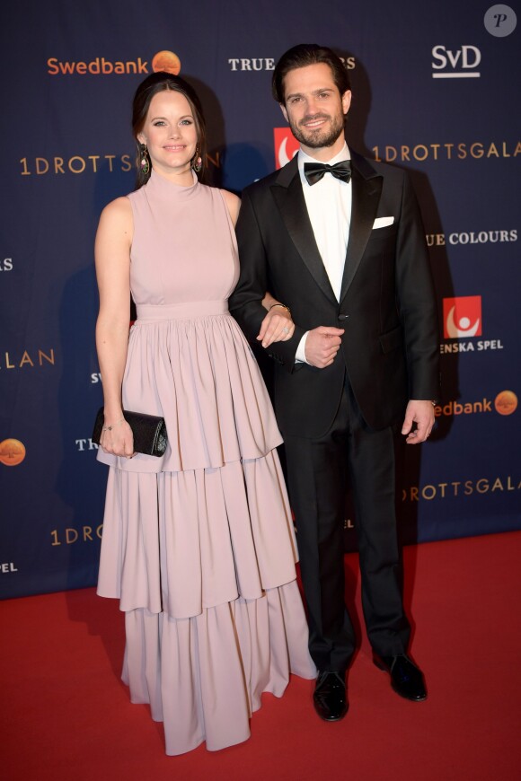 La princesse Sofia et le prince Carl Philip de Suède à la soirée "Idrottsgalan 2018" (Gala des Sports) à Stockholm le 15 janvier 2018.
