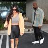 Exclusif - Kanye West et sa femme Kim Kardashian passent la journée ensemble à Calabasas. Kanye West arbore une couleur de cheveux blond/rose! Le 19 mars 2018
