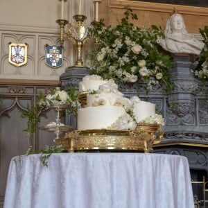 Le gâteau de mariage du prince Harry et de Meghan Markle, duchesse de Sussex au château de Windsor, Royaume Uni, le 19 mai 2018.  The wedding cake by Claire Ptak of London-based bakery Violet Cakes in Windsor Castle for the wedding of Meghan Markle and Prince Harry.19/05/2018 - Windsor