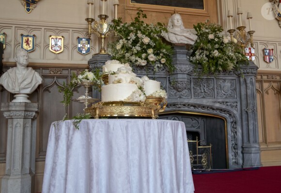 Le gâteau de mariage du prince Harry et de Meghan Markle, duchesse de Sussex au château de Windsor, Royaume Uni, le 19 mai 2018.  The wedding cake by Claire Ptak of London-based bakery Violet Cakes in Windsor Castle for the wedding of Meghan Markle and Prince Harry.19/05/2018 - Windsor