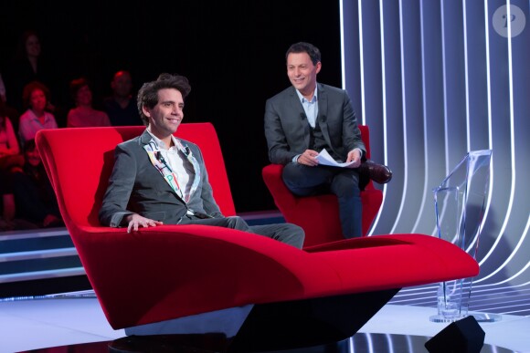 Exclusif - Enregistrement de l'émission "Le Divan" présentée par Marc-Olivier Fogiel avec Mika en invité, le 10 avril 2015.