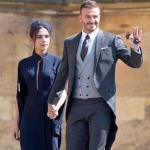 David Beckham et sa femme Victoria - Les invités à la sortie de la chapelle St. George au château de Windsor, Royaume Uni, le 19 mai 2018.