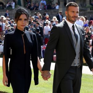 David Beckham et sa femme Victoria - Les invités arrivent à la chapelle St. George pour le mariage du prince Harry et de Meghan Markle au château de Windsor, Royaume Uni, le 19 mai 2018.