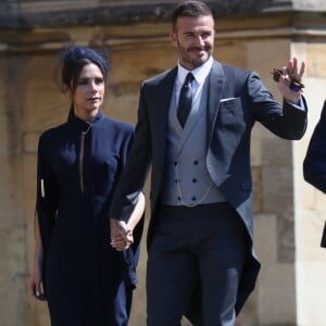 David et Victoria Beckham - Les invités arrivent à la chapelle St. George pour le mariage du prince Harry et de Meghan Markle au château de Windsor, Royaume, Uni, le 19 mai 2018.