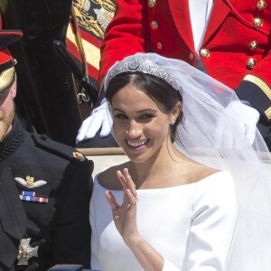 Le prince Harry et la duchesse Meghan de Sussex lors de leur mariage le 19 mai 2018 à Windsor.