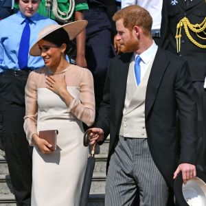 La duchesse Meghan de Sussex (Meghan Markle), vêtue d'une robe Goat, et le prince Harry prenaient part le 22 mai 2018 à une garden party organisée dans les jardins de Buckingham Palace dans le cadre des célébrations du 70e anniversaire du prince Charles. A cinq mois de la date (14 novembre 2018), le rassemblement honorait ses patronages, associations et rôles militaires.