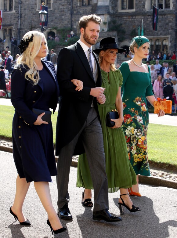 Eliza Spencer, Louis Spencer, Victoria Aitken et Kitty Spencer - Les invités arrivent à la chapelle St. George pour le mariage du prince Harry et de Meghan Markle au château de Windsor, le 19 mai 2018.