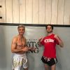 Cyril Viguier avec le coach Cédric Panizzi au centre d'entraînement de MMA " côté ring" dns le 3 eme arrondissement de Paris