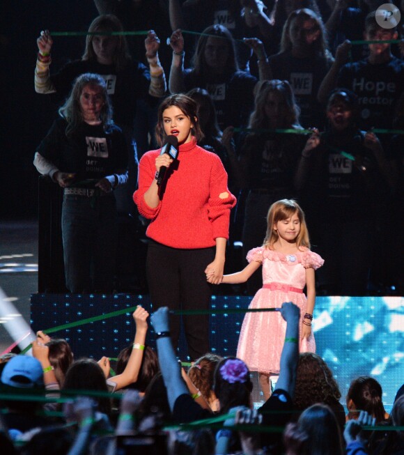 Selena Gomez au concert We Day California à Inglewood, Los Angeles, le 19 avril 2018.