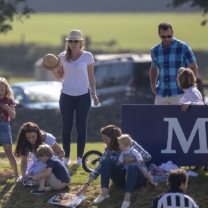 Catherine Kate Middleton, duchesse de Cambridge, le prince George lors d'un match de polo caritatif au Beaufort Polo Club à Tetbury le 10 juin 2018.