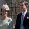 James Matthews et sa femme Pippa Middleton, enceinte - Les invités arrivent à la chapelle St. George pour le mariage du prince Harry et de Meghan Markle au château de Windsor, le 19 mai 2018.