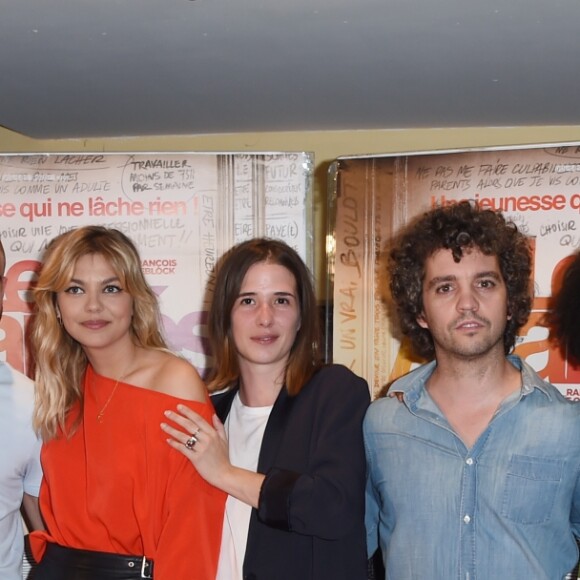 Marc Jarousseau (Kemar), Agnès Hurstel, Rabah Nait Oufella, Louane Emera, Léa Frédeval (réalisatrice), Bruno Sanches, Nina Mélo, François Deblock et Souheila Yacoub - Avant-première du film "Les Affamés" au cinéma UGC Les Halles à Paris, le 25 juin 2018. © Giancarlo Gorassini/Bestimage