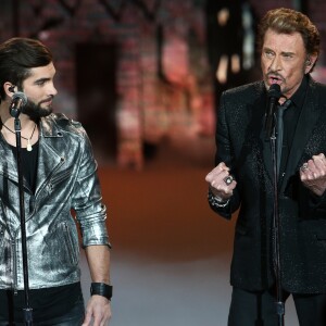 Exclusif - Kendji Girac et Johnny Hallyday - Enregistrement de l'émission Spécial Johnny Hallyday, "Johnny, la soirée événement", qui sera diffusée sur TF1 en prime-time le 20 décembre 2014.