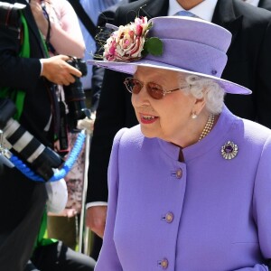 La reine Elizabeth II au Derby d'Epsom le 2 juin 2018.