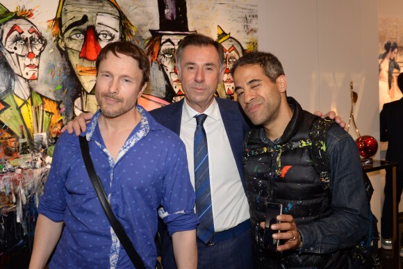 Julien Marinetti, Robert Bartoux, Jonone lors de l'inauguration de la galerie Bartoux à Paris le 28 juin 2018. © Rachid Bellak / Bestimage