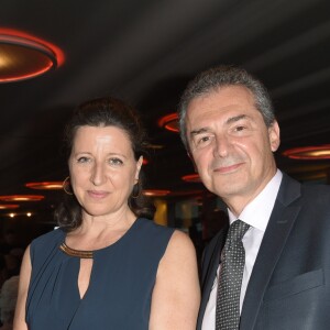 Semi-exclusif - Laurent Delahousse, Agnès Buzyn et son mari Yves Lévy - Soirée du 90ème anniversaire de Line Renaud sur le Bateau Potel et Chabot "Pavillon Seine" à Paris le 2 juillet 2018. © Coadic Guirec/Bestimage