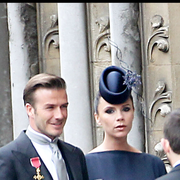 David et Victoria Beckham au mariage du prince William et Kate Middleton, le 29 avril 2011.