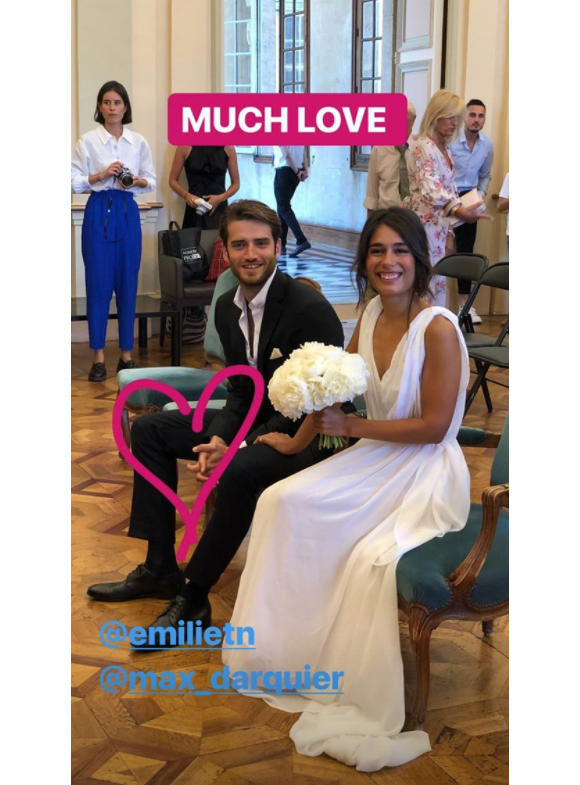 Emilie Tran NGuyen et Maxime Darquier le jour de leur mariage, le 5 juillet 2018.