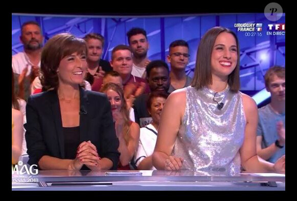 Charlotte Namura sur le plateau du Mag du Mondial sur TF1 -Instagram, juillet 2018