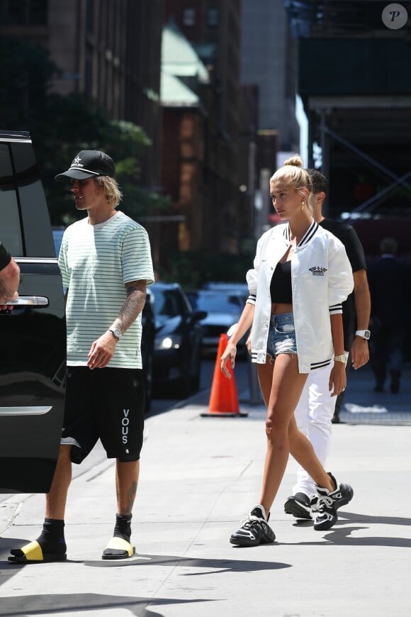 Justin Bieber et sa fiancée Hailey Baldwin se baladent dans les rues de New York le 7 juillet 2018