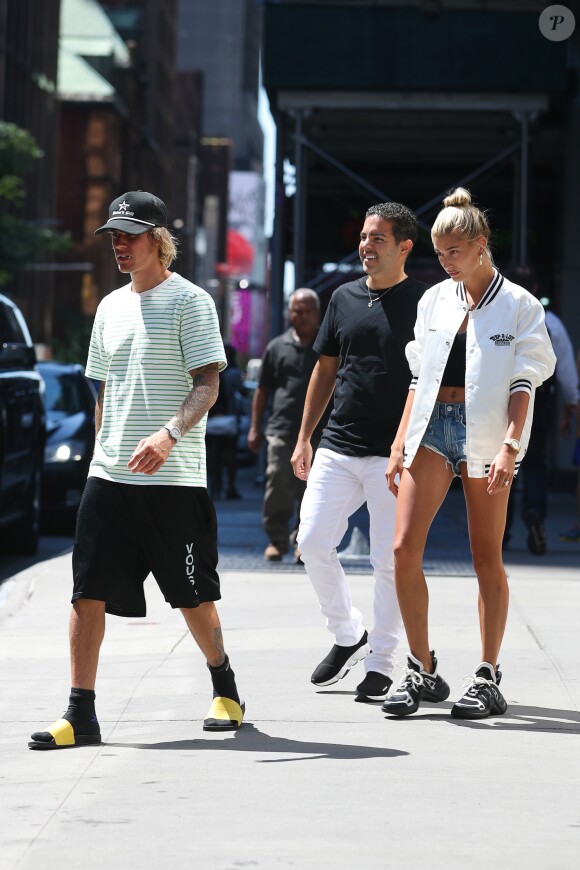 Justin Bieber et sa fiancée Hailey Baldwin se baladent dans les rues de New York le 7 juillet 2018