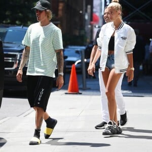 Justin Bieber et sa fiancée Hailey Baldwin se baladent dans les rues de New York le 7 juillet 2018