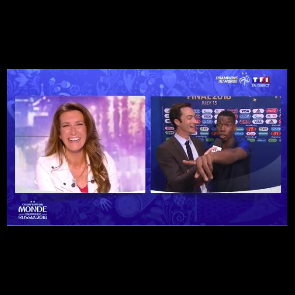 Paul Pogba s'en prend à Anne-Claire Coudray en pensant s'adresser à Anne-Sophie Lapix - 15 juillet 2018