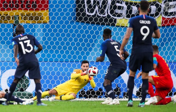 Hugo Lloris - Match de demi-finale de la coupe du monde opposant la France à la Belgique à Saint-Pétersbourg, Russie, le 10 juillet 2018.