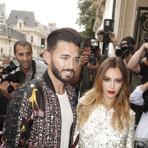 Thomas Vergara et sa compagne Nabilla Benattia - Arrivées au défilé de mode "Jean Paul Gaultier", collection Haute-Couture automne-hiver 2018/2019, à Paris.