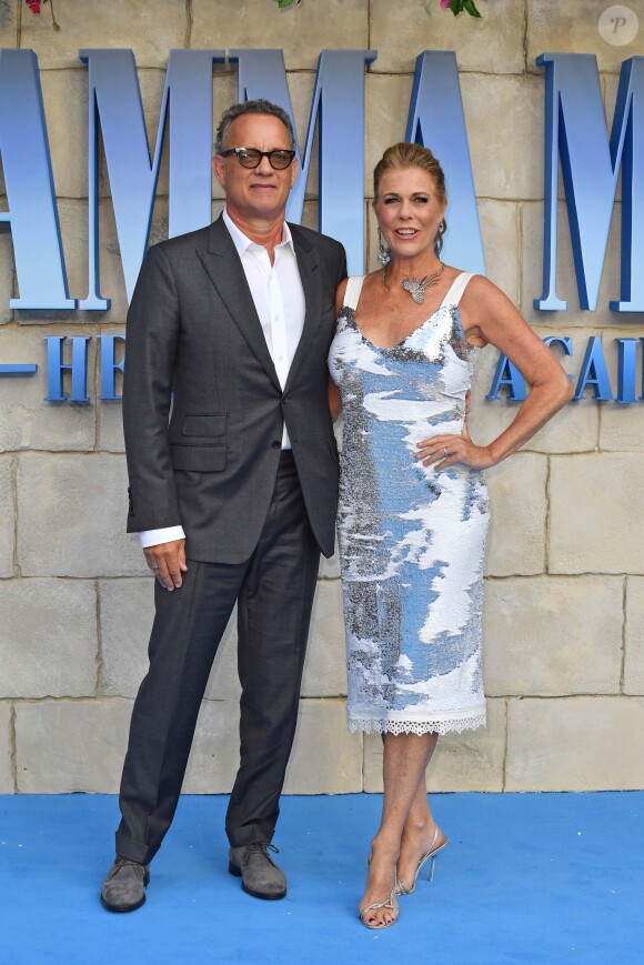 Tom Hanks et sa femme Rita Wilson à l'avant-première de "Mamma Mia! Here We Go Again" au cinéma Eventim Apollo à Londres, le 16 juillet 2018.