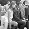 Jane Birkin et Serge Gainsbourg sur le tournage du film "Slogan" à Paris. 1968.