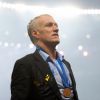 L'équipe de France sur la pelouse du stade Loujniki après leur victoire sur la Croatie (4-2) en finale de la Coupe du Monde 2018 (FIFA World Cup Russia2018), le 15 juillet 2018.