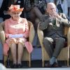 La reine Elizabeth II et le prince Philip, duc d'Edimbourg, lors de la finale de la Royal Windsor Cup le 24 juin 2018.