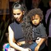 Kim Kardashian avec ses enfants Saint West et North West - Les Kardashians sont allés déjeuner avec leurs enfants au restaurant Carousel à Los Angeles, le 13 juillet 2018.