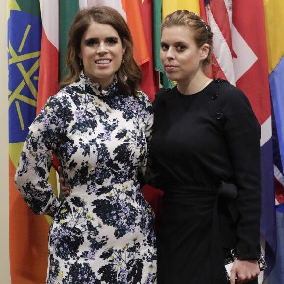 La princesse Eugenie d'York et sa soeur la princesse Beatrice d'York au siège des Nations unies à New York le 26 juillet 2018 lors d'un sommet contre l'esclavage organisé par Nexus.