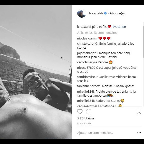 Benjamin Castaldi en vacances en Sicile avec son fils Julien - Instagram, 31 juillet 2018